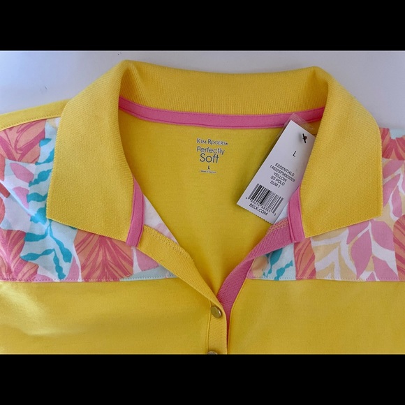 Ladies Pull Over Polo Top Kim Rogers Perfectly Soft Yellow Cotton Size XL - Picture 8 of 13